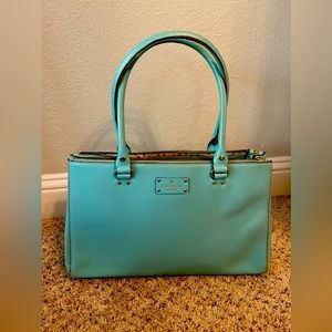 Kate Spade Tiffany Blue 3 compartment shoulder bag